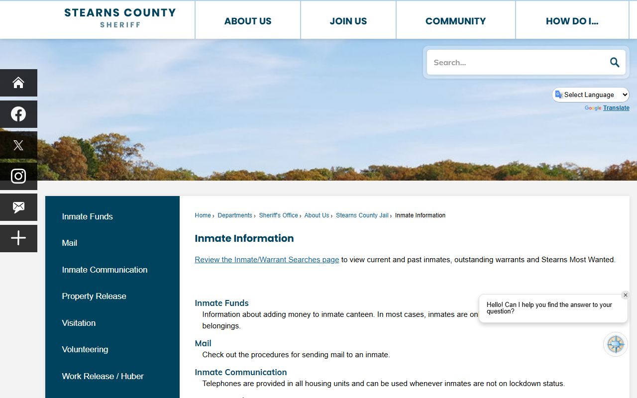 Stearns County inmate records inmate information