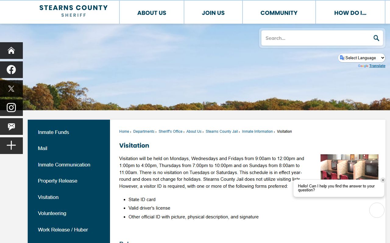 Stearns County inmate records jail visitation