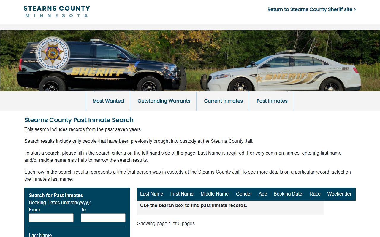 Stearns County inmate records past inmate search
