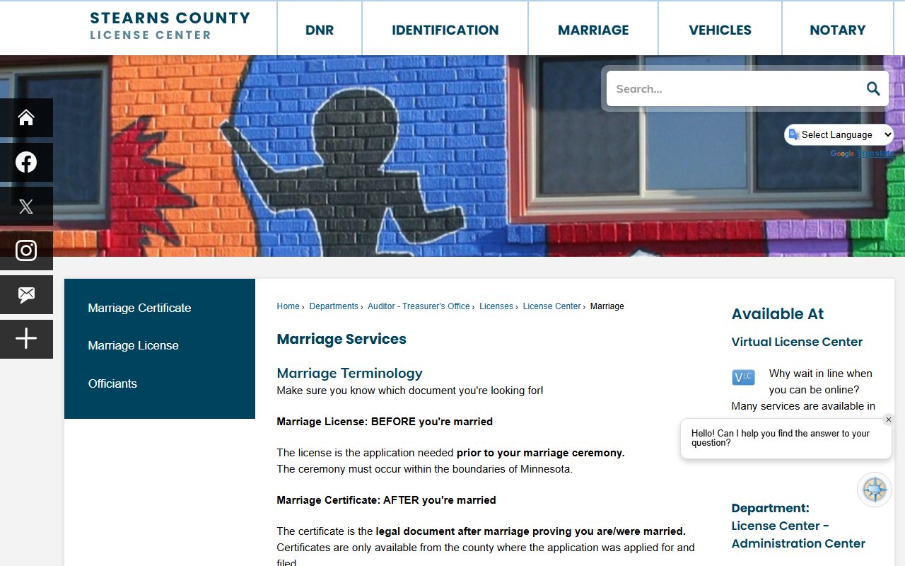 Stearns County marriage divorce records marriage services