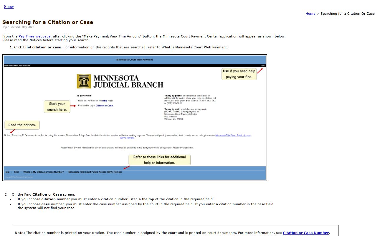 Stearns County traffic court records Court Web Payment citation search help